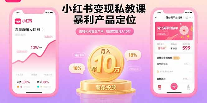 小红书变现私教课,暴利产品定位,高转化内容生产术,快速实现月入10万-网创资源站