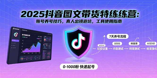 2025抖音图文带货特练营：账号养号技巧，真人出镜避坑，工具使用指南-网创资源站