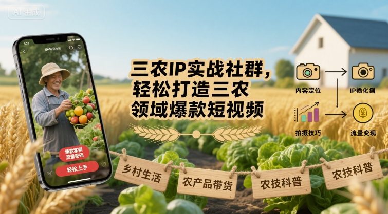 三农IP实战社群,轻松打造三农领域爆款短视频-网创资源站