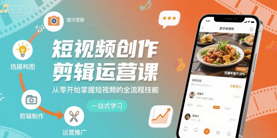 短视频创作剪辑运营课,从零开始掌握短视频的全流程技能-网创资源站