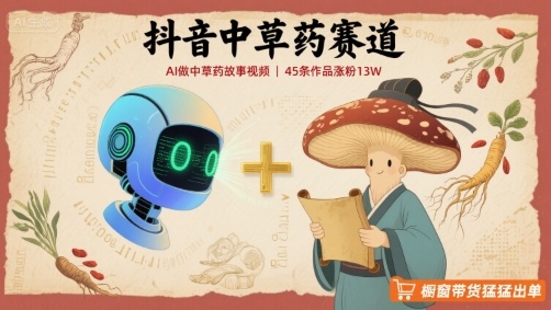 抖音中草药赛道，用AI做中草药故事视频，45条作品涨粉13W，橱窗带货猛猛出单-网创资源站