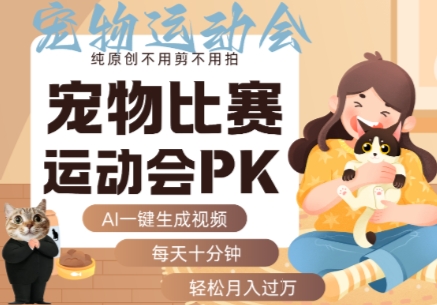 AI一键生成宠物比赛运动会PK视频,纯原创不用剪不用拍,每天十分钟,轻松月入过1W+-网创资源站
