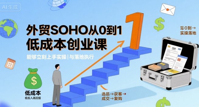 外贸SOHO从0到1低成本创业课,能够立刻上手实操与落地执行-网创资源站