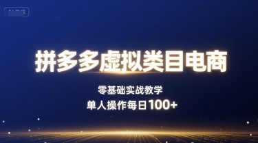拼多多虚拟类目电商,零基础实战教学,单人操作每日100+-网创资源站