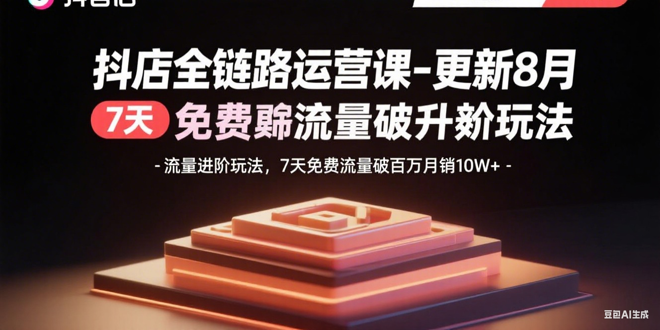 抖店全链路运营课-更新8月:流量进阶玩法,7天免费流量破百万月销10W+-网创资源站