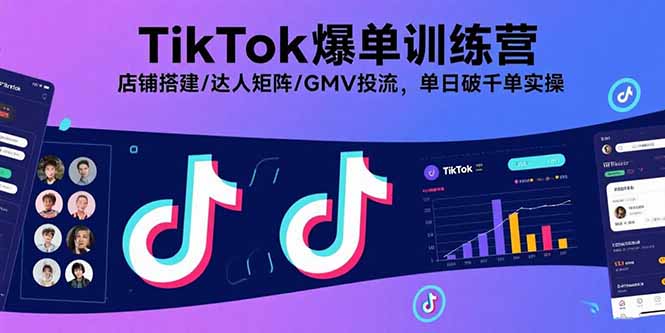 TikTok爆单训练营,店铺搭建/达人矩阵/GMV投流,单日破千单实操-网创资源站