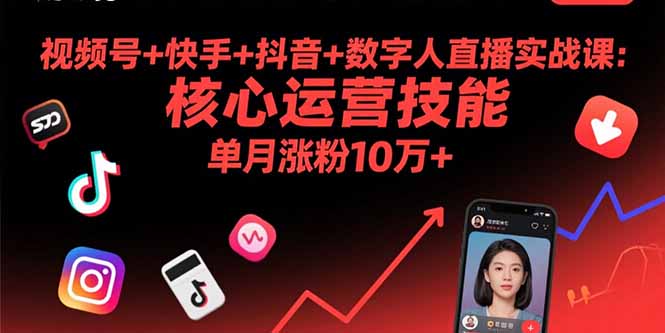 视频号+快手+抖音+数字人直播实战课(9月-网创资源站