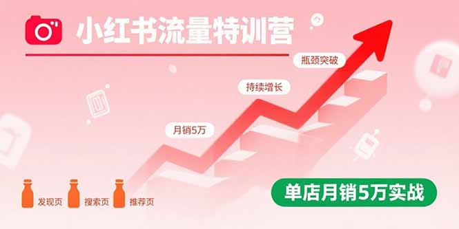 小红书流量特训营:突破流量瓶颈,实现店铺持续增长,单店月销5万实战-网创资源站