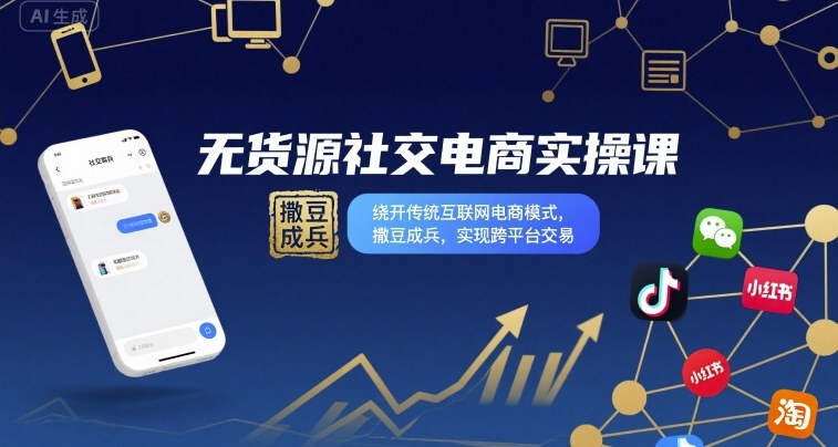 无货源社交电商实操课,绕开传统互联网电商模式,撒豆成兵,实现跨平台交易-网创资源站