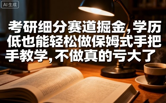 考研细分赛道掘金，日入1k+，学历低也能轻松做保姆式手把手教学，不做真的亏大了【揭秘】-网创资源站