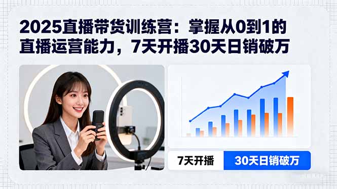 2025直播带货训练营:掌握从0到1的直播运营能力,7天开播30天日销破万-网创资源站