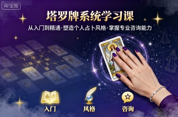 塔罗牌系统学习课,助你从入门到精通,塑造个人占卜风格,掌握专业咨询能力-网创资源站