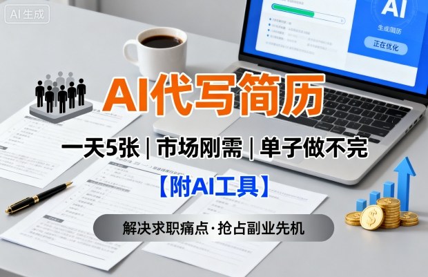 AI代写简历,一天5张,今年找工作难,市场刚需,单子做不完【附AI工具】-网创资源站