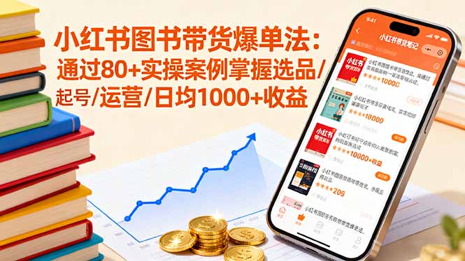 小红书图书带货爆单法：通过80+实操案例掌握选品/起号/运营/日均1000+收益-网创资源站