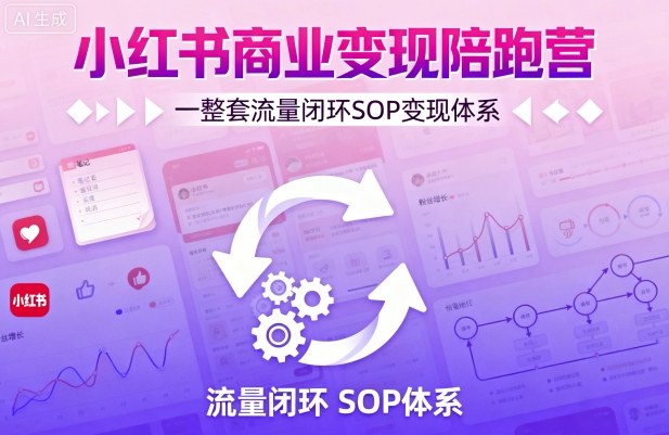 小红书商业变现陪跑营,轻IP矩阵 私域获客 聚光投流,一整套流量闭环SOP变现体系-网创资源站