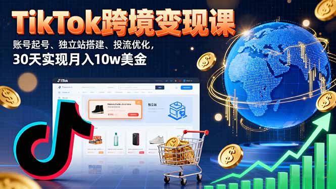TikTok跨境变现课:账号起号、独立站搭建、投流优化,30天实现月入10w美金-网创资源站