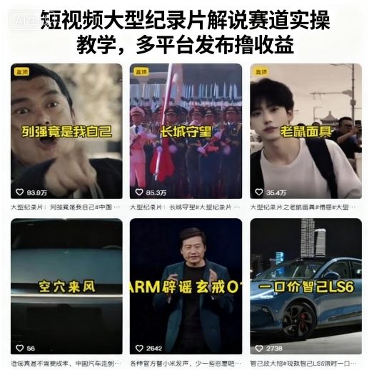 短视频大型纪录片解说赛道实操教学,多平台发布撸收益-网创资源站