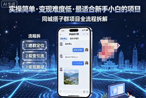 实操简单,变现难度低,最适合新手小白做的项目,每天轻松收入3张,同城搭子群项目全流程拆解-网创资源站