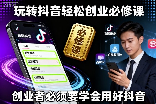 玩转抖音轻松创业必修课,创业者必须要学会用好抖音-网创资源站