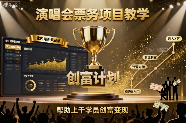 演唱会票务项目教学，业内培训天花板，帮助上千学员创富变现-网创资源站