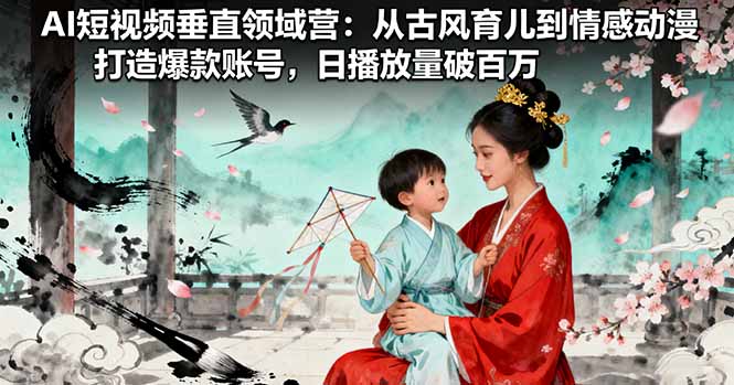 AI短视频垂直领域营：从古风育儿到情感动漫，打造爆款账号,日播放量破百万-网创资源站