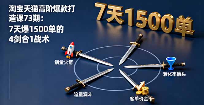 淘宝天猫高阶爆款打造课73期:7天爆1500单的4剑合1战术-网创资源站