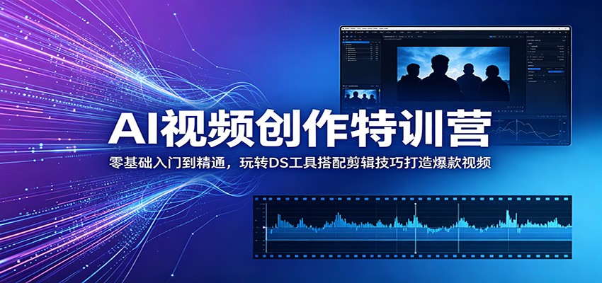 AI视频创作特训营:零基础入门到精通,玩转DS工具搭配剪辑技巧打造爆款视频-网创资源站