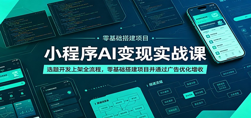 小程序AI变现实战课:选题开发上架全流程,零基础搭建项目并通过广告优化增收-网创资源站