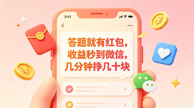 答题就有红包,收益秒到微信,几分钟挣几十块,学生党上班族宝妈都可以玩【揭秘】-网创资源站