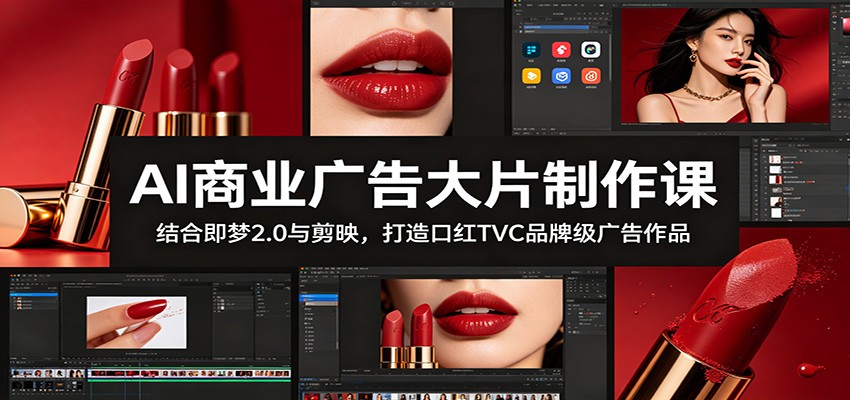 AI商业广告大片制作课:结合即梦2.0与剪映,打造口红TVC品牌级广告作品-网创资源站