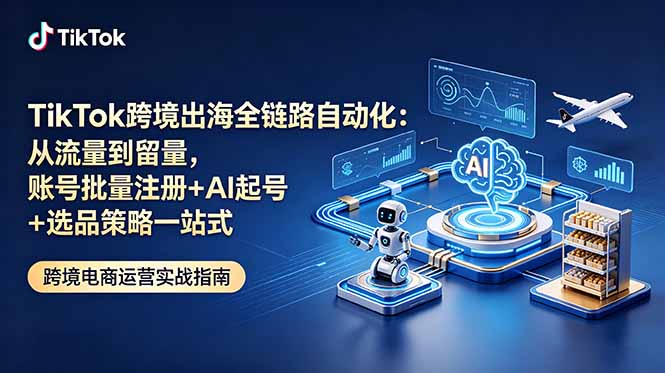 TikTok跨境出海全链路自动化：从流量到留量，账号批量注册+AI起号+选品策略一站式-网创资源站