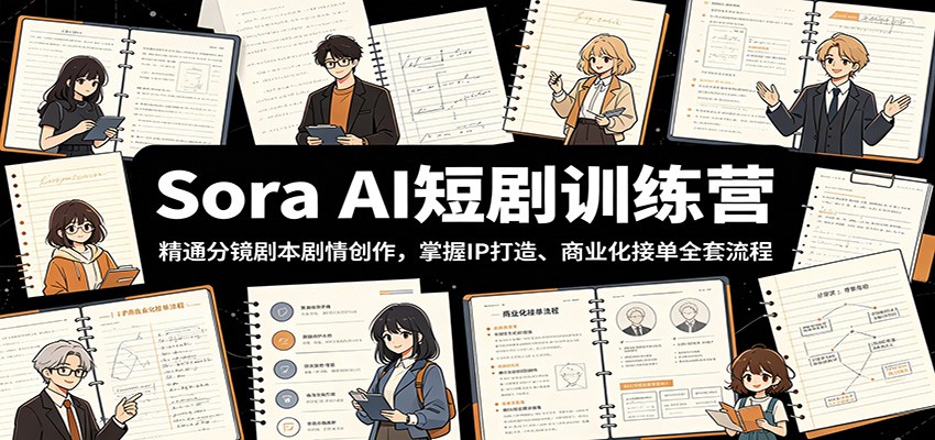 Sora AI短剧训练营:精通分镜剧本剧情创作,掌握IP打造、商业化接单全套流程-网创资源站