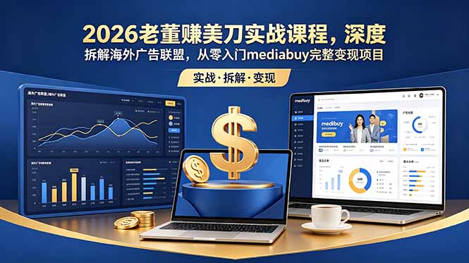 2026老董赚美刀实战课程，深度拆解海外广告联盟，从零入门mediabuy完整变现项目-网创资源站