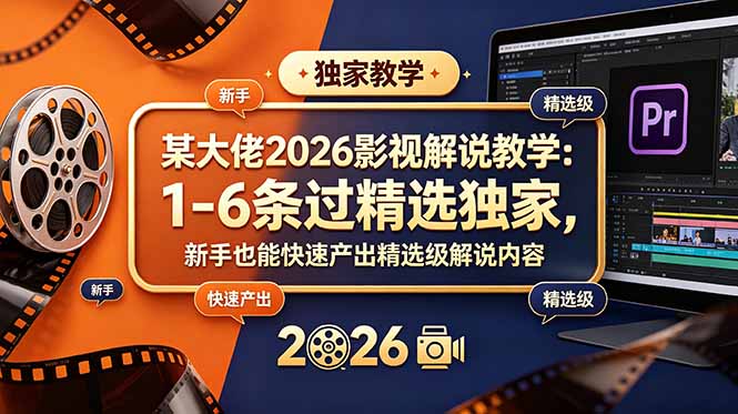 某大佬2026影视解说教学:1-6条过精选独家,新手也能快速产出精选级解说内容-网创资源站