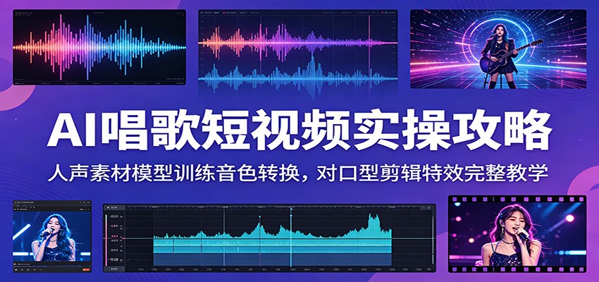 AI唱歌短视频实操攻略：人声素材模型训练音色转换，对口型剪辑特效完整教学-网创资源站
