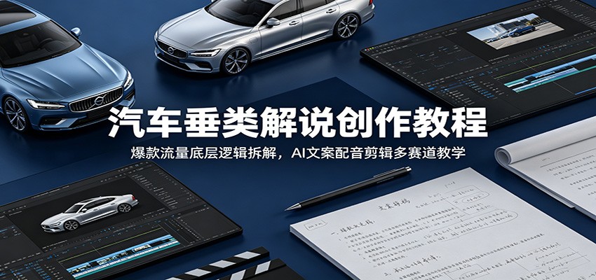 汽车垂类解说创作教程：爆款流量底层逻辑拆解，AI文案配音剪辑多赛道教学-网创资源站