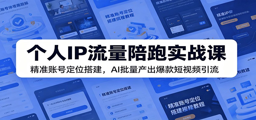 个人IP流量陪跑实战课:精准账号定位搭建,AI批量产出爆款短视频引流-网创资源站