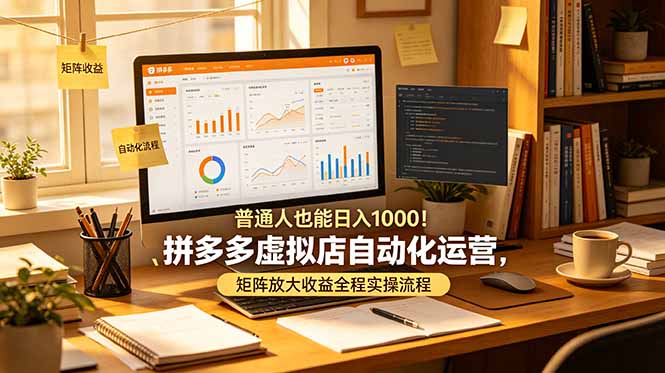 普通人也能日入 1000！拼多多虚拟店自动化运营，矩阵放大收益全程实操流程-网创资源站