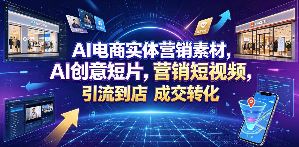 AI电商实体营销素材，AI创意短片，高效打造营销短视频，轻松引流到店，稳定提升门店客流与成交转化-网创资源站