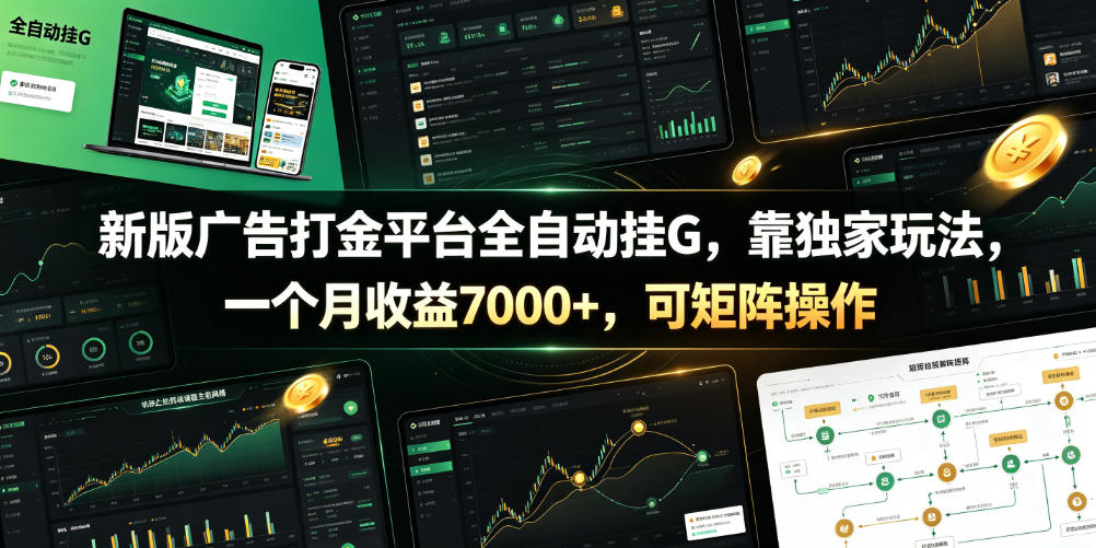 新版广告打金平台全自动挂G，靠独家玩法，一个月收益7000+，可矩阵操作【附全套脚本】【揭秘】-网创资源站