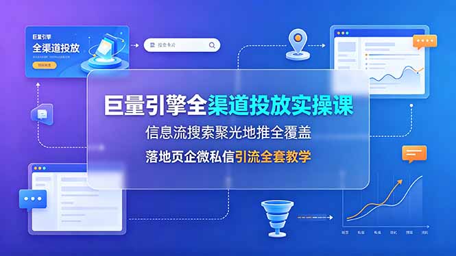 巨量引擎全渠道投放实操课，信息流搜索聚光地推全覆盖，落地页企微私信引流全套教学-网创资源站