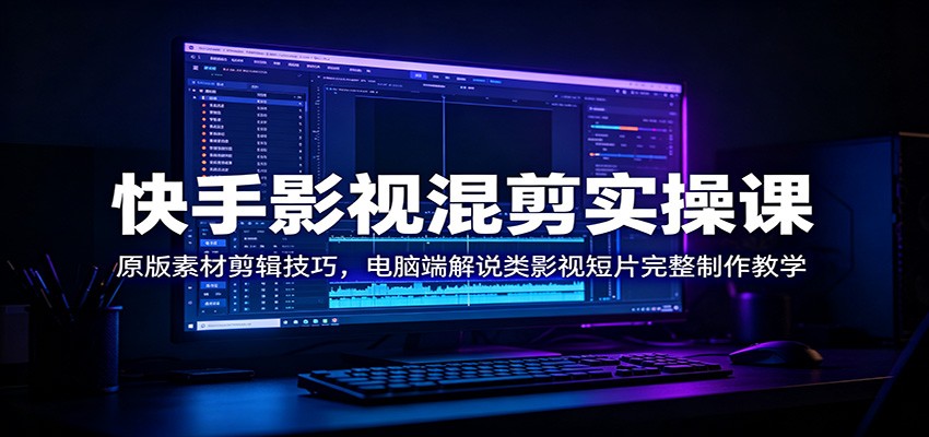 快手影视混剪实操课：原版素材剪辑技巧，电脑端解说类影视短片完整制作教学-网创资源站