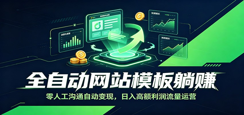 全自动网站模板躺赚：零人工沟通自动变现，日入高额利润流量运营-网创资源站