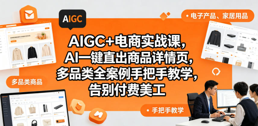AIGC+电商实战课，AI一键直出商品详情页，多品类全案例手把手教学，告别付费美工(更新0704)-网创资源站