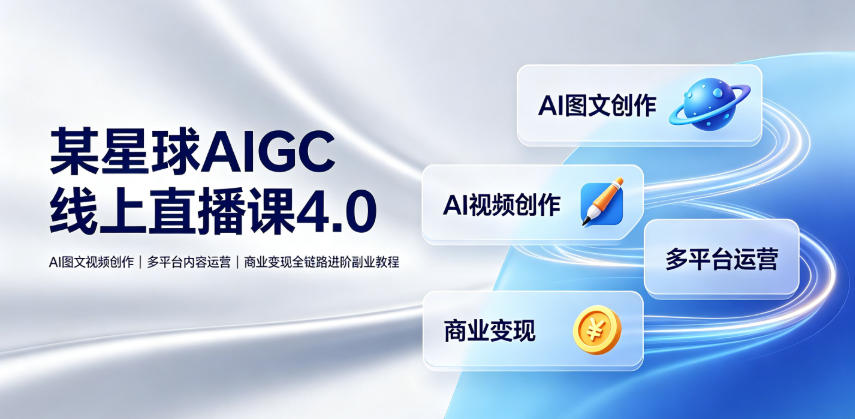 某星球AIGC线上直播课4.0｜AI图文视频创作、多平台内容运营、商业变现全链路进阶副业教程-网创资源站