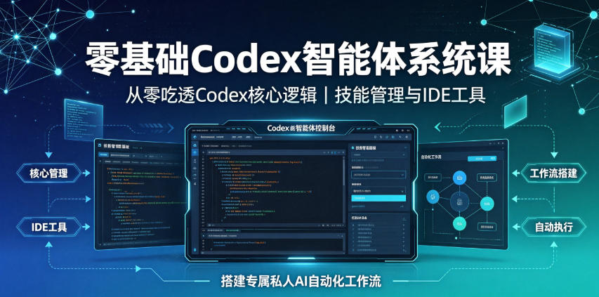 零基础Codex智能体系统课｜从零吃透Codex核心逻辑、技能管理与IDE工具，搭建专属私人AI自动化工作流-网创资源站