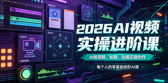 2026AI视频实操进阶课，AI短视频、短剧、动画实操创作，每个人的零基础进阶ai课-网创资源站