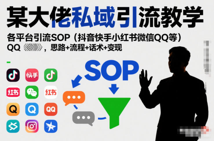 某大佬私域引流教学，各平台引流SOP(抖音快手小红书微信QQ等)，思路+流程+话术+变现(更新0708)-网创资源站