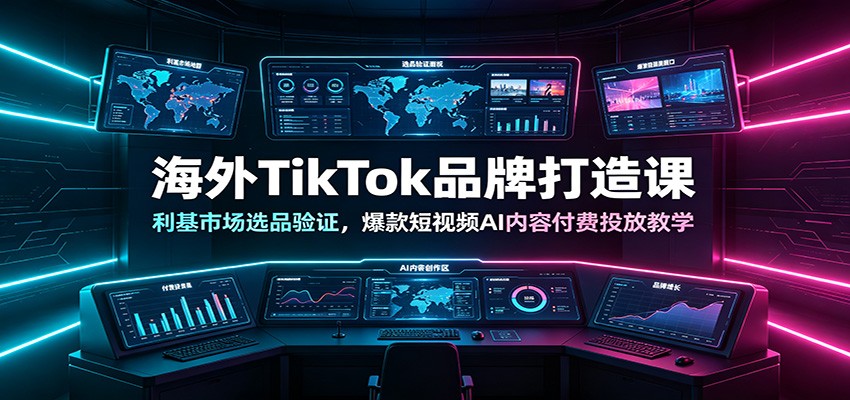 海外TikTok品牌打造课：利基市场选品验证，爆款短视频AI内容付费投放教学-网创资源站