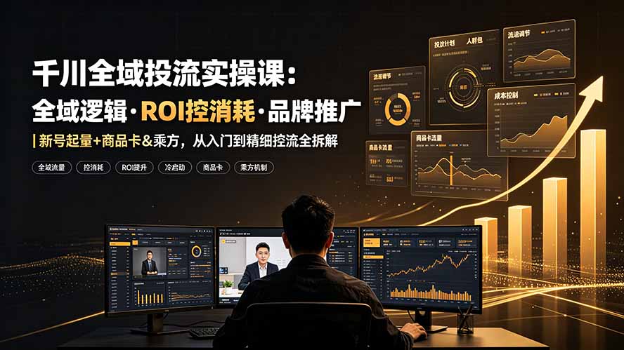 千川全域投流实操课：全域逻辑·ROI控消耗·品牌推广｜新号起量+商品卡&乘方，从入门到精细控流全拆解-网创资源站